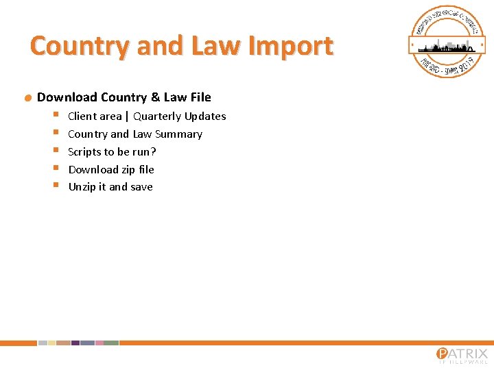 Country and Law Import Download Country & Law File § § § Client area