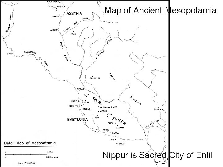 Map of Ancient Mesopotamia Nippur is Sacred City of Enlil 