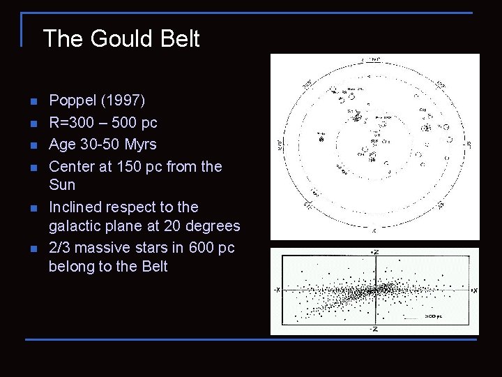 The Gould Belt n n n Poppel (1997) R=300 – 500 pc Age 30