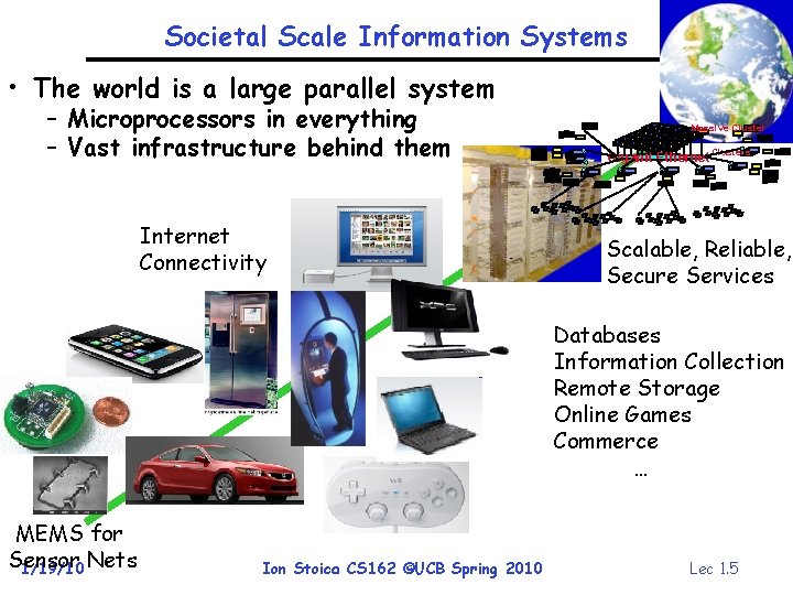 Societal Scale Information Systems • The world is a large parallel system – Microprocessors