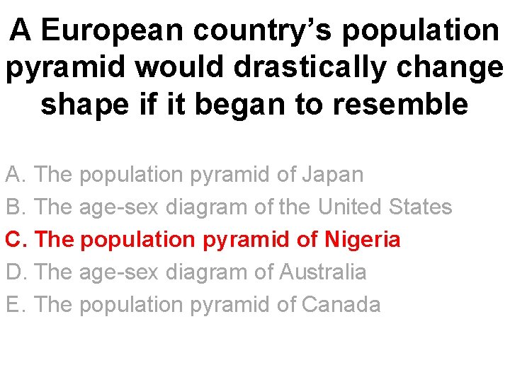 A European country’s population pyramid would drastically change shape if it began to resemble