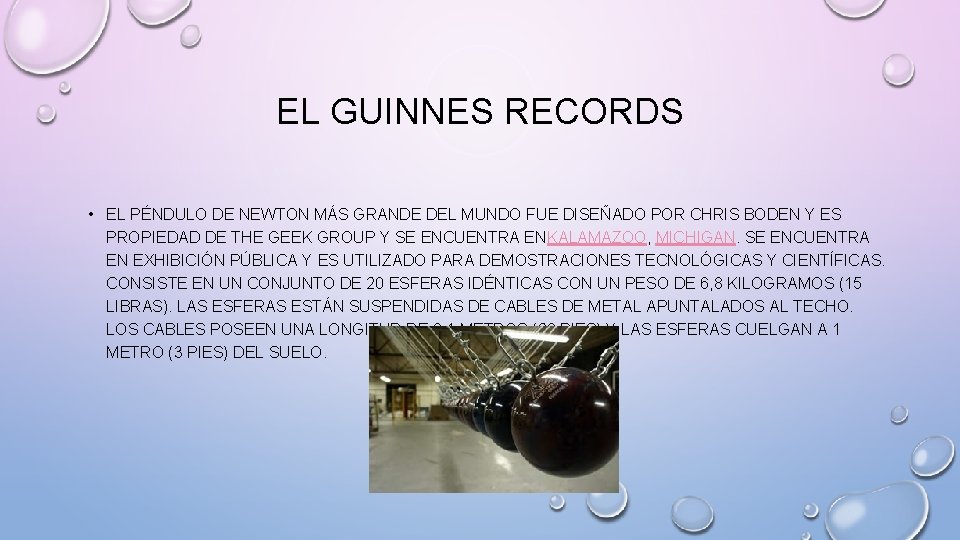 EL GUINNES RECORDS • EL PÉNDULO DE NEWTON MÁS GRANDE DEL MUNDO FUE DISEÑADO EL GUINNES RECORDS • EL PÉNDULO DE NEWTON MÁS GRANDE DEL MUNDO FUE DISEÑADO