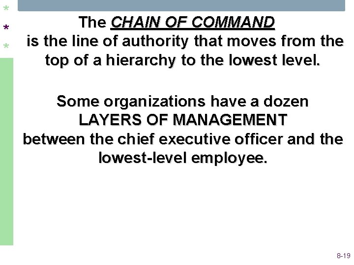 * The CHAIN OF COMMAND * is the line of authority that moves from * The CHAIN OF COMMAND * is the line of authority that moves from