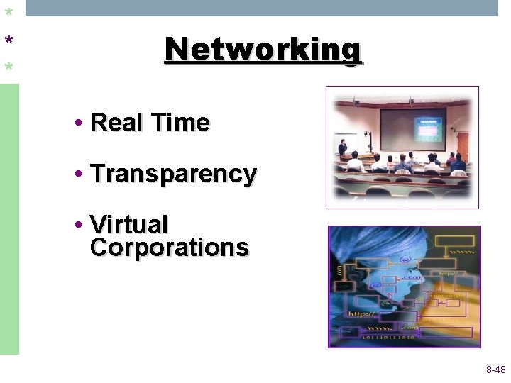 * * * Networking • Real Time • Transparency • Virtual Corporations 8 -48 * * * Networking • Real Time • Transparency • Virtual Corporations 8 -48