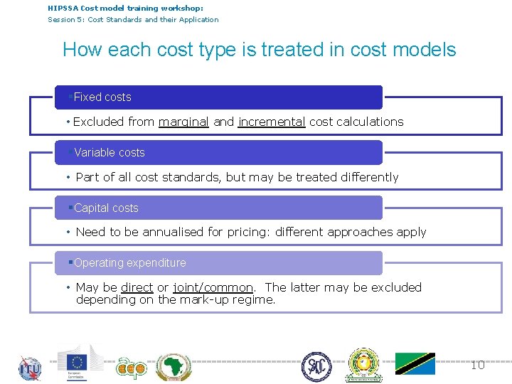 HIPSSA Cost model training workshop: Session 5: Cost Standards and their Application How each