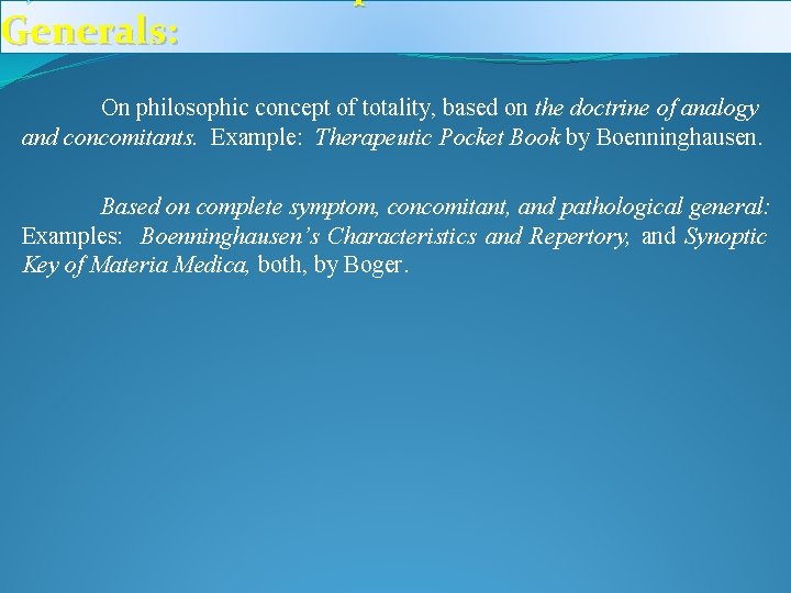 Generals: On philosophic concept of totality, based on the doctrine of analogy and concomitants.