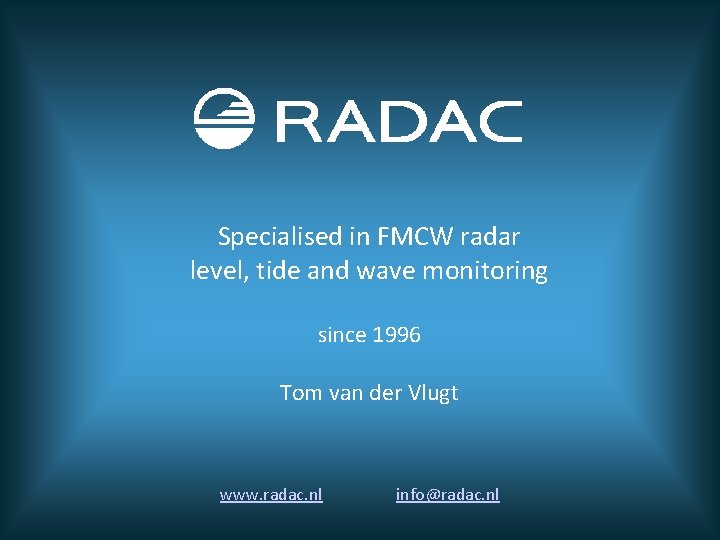 Wave Radac Specialised in FMCW radar level tide and wave