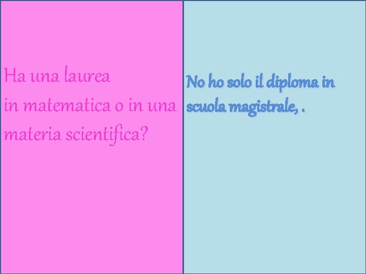 Ha una laurea in matematica o in una materia scientifica? No ho solo il