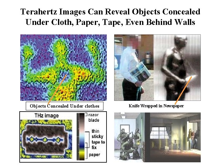 Terahertz Images Can Reveal Objects Concealed Under Cloth, Paper, Tape, Even Behind Walls Objects