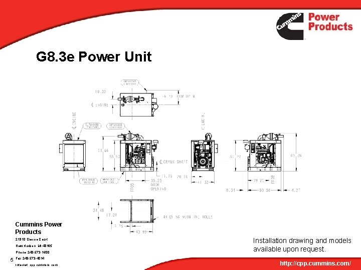 G 8. 3 e Power Unit Cummins Power Products 21810 Clessie Court New Hudson,