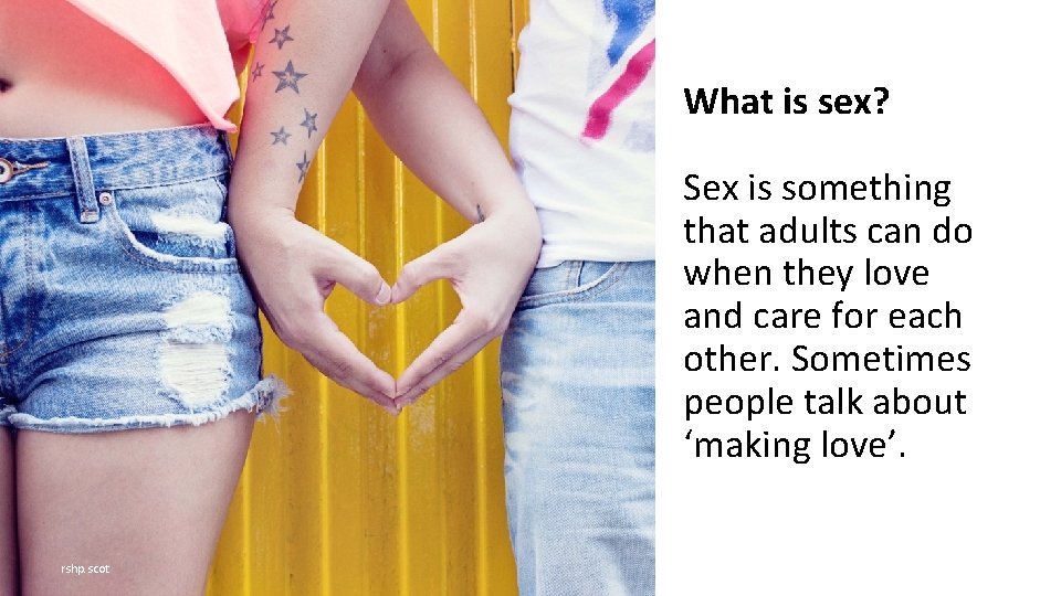 What is sex? Sex is something that adults can do when they love and