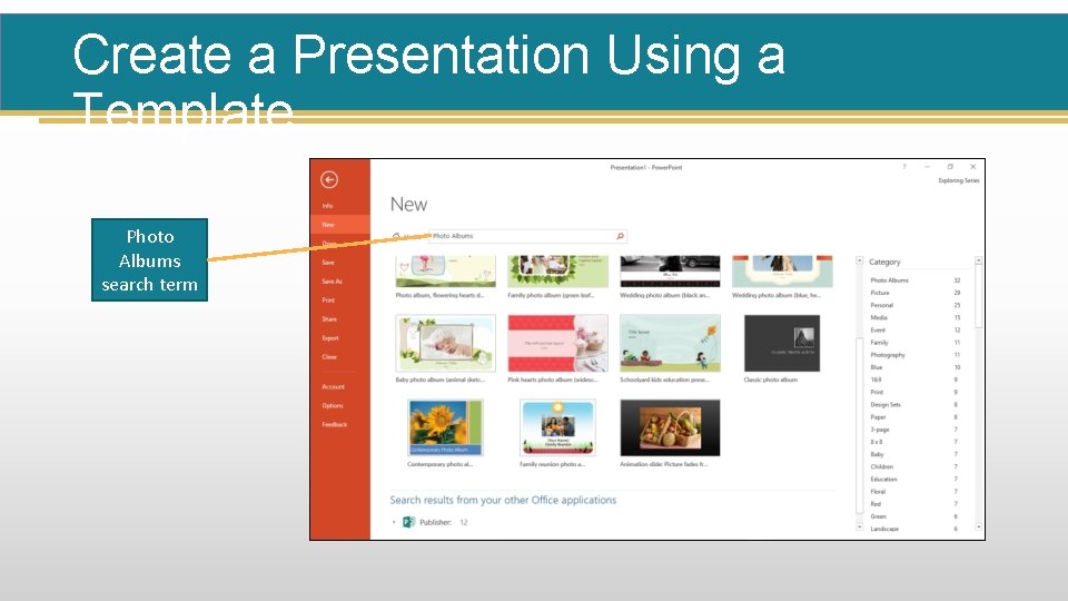 Create a Presentation Using a Template Photo Albums search term 