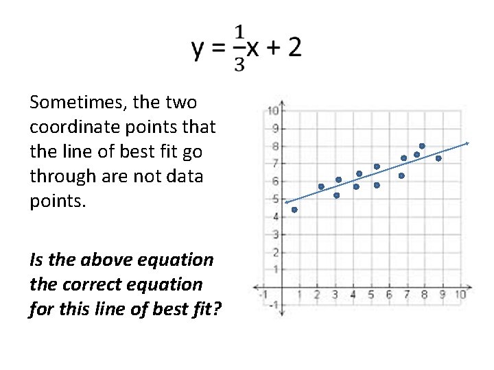  Sometimes, the two coordinate points that the line of best fit go through