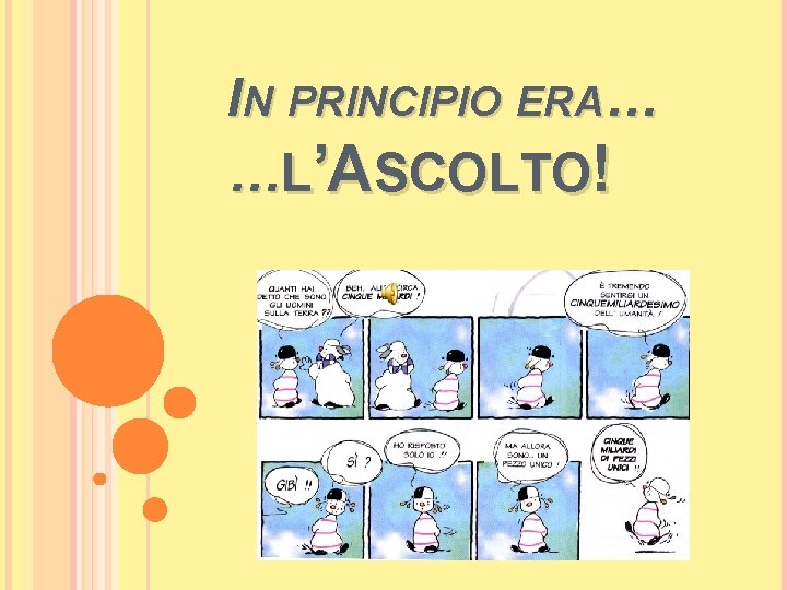 IN PRINCIPIO ERA… …L’ASCOLTO! 