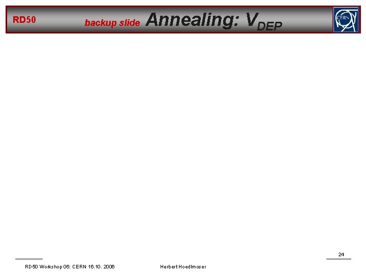 RD 50 backup slide Annealing: VDEP Reverse annealing for different fluences: 24 RD 50