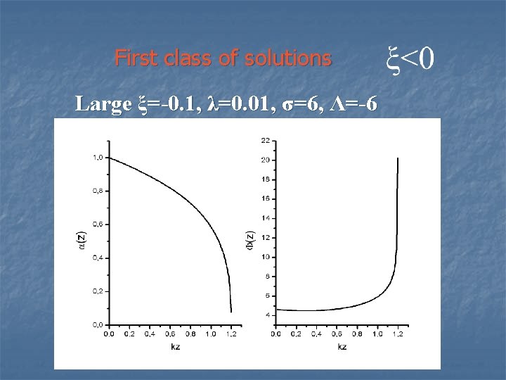 First class of solutions Large ξ=-0. 1, λ=0. 01, σ=6, Λ=-6 