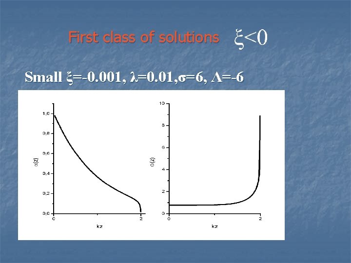 First class of solutions Small ξ=-0. 001, λ=0. 01, σ=6, Λ=-6 