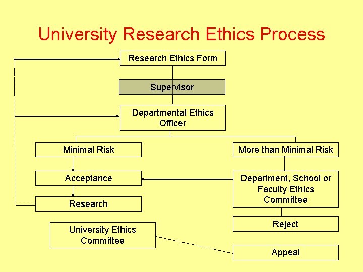 University Research Ethics Process Research Ethics Form Supervisor Departmental Ethics Officer Minimal Risk More