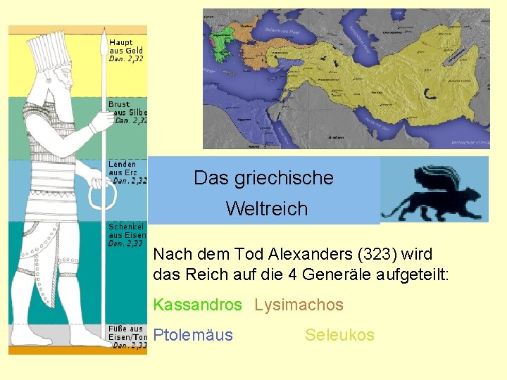 Das griechische Weltreich Nach 333 -300 dem Todv. Alexanders Chr. : Alexander (323) wird