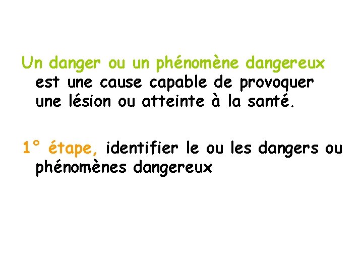 Un danger ou un phénomène dangereux est une cause capable de provoquer une lésion