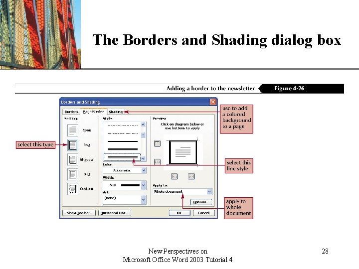 XP The Borders and Shading dialog box New Perspectives on Microsoft Office Word 2003