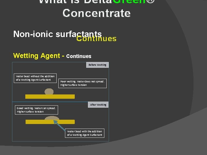 What is Delta. Green® Concentrate Non-ionic surfactants Continues Wetting Agent - Continues Before Wetting