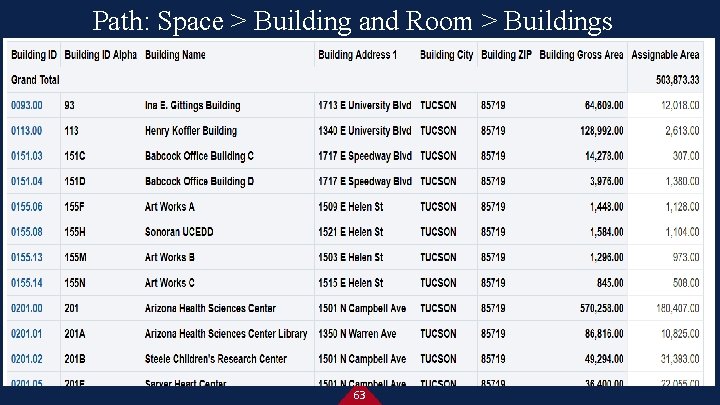 Path: Space > Building and Room > Buildings 63 