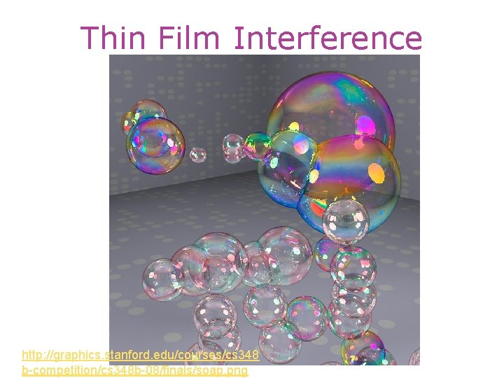 Thin Film Interference http: //graphics. stanford. edu/courses/cs 348 b-competition/cs 348 b-08/finals/soap. png 