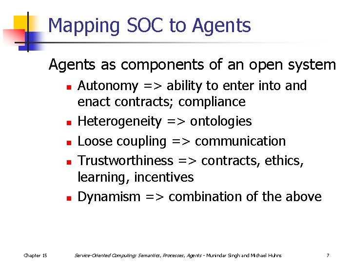 Mapping SOC to Agents as components of an open system n n n Chapter