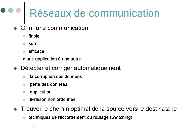 Réseaux de communication l Offrir une communication l fiable l sûre l efficace d’une Réseaux de communication l Offrir une communication l fiable l sûre l efficace d’une