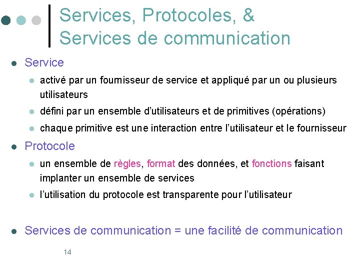 Services, Protocoles, & Services de communication l l l Service l activé par un Services, Protocoles, & Services de communication l l l Service l activé par un