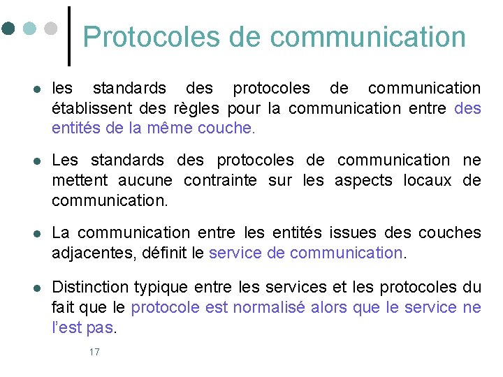 Protocoles de communication l les standards des protocoles de communication établissent des règles pour Protocoles de communication l les standards des protocoles de communication établissent des règles pour