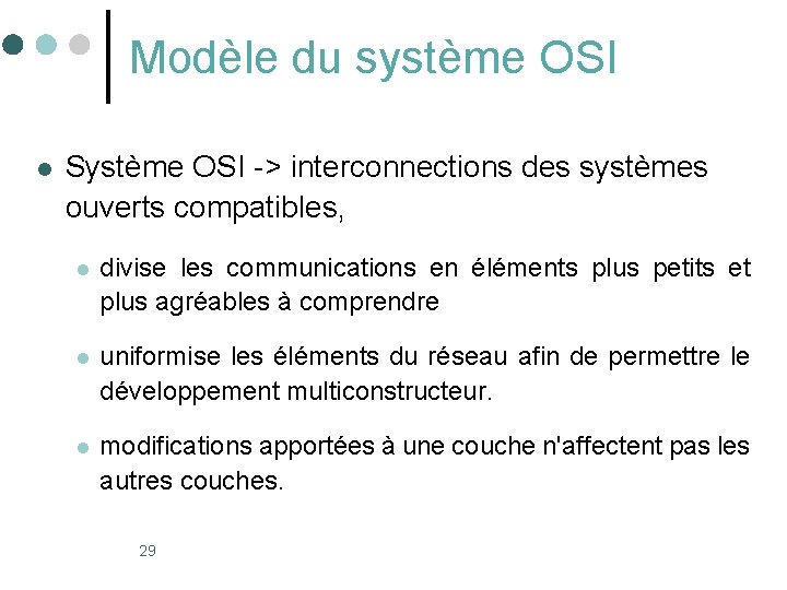 Modèle du système OSI l Système OSI -> interconnections des systèmes ouverts compatibles, l Modèle du système OSI l Système OSI -> interconnections des systèmes ouverts compatibles, l