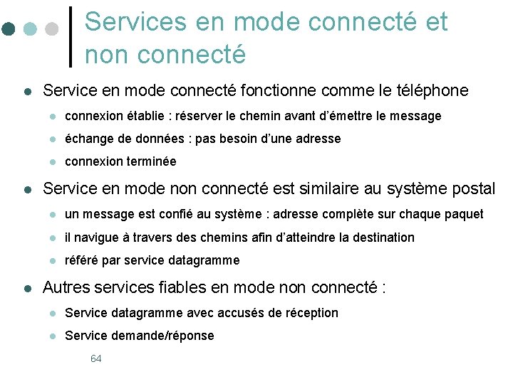 Services en mode connecté et non connecté l l l Service en mode connecté Services en mode connecté et non connecté l l l Service en mode connecté
