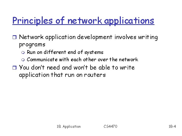 CS 4470 Computer Networking Protocols 18 Application layer