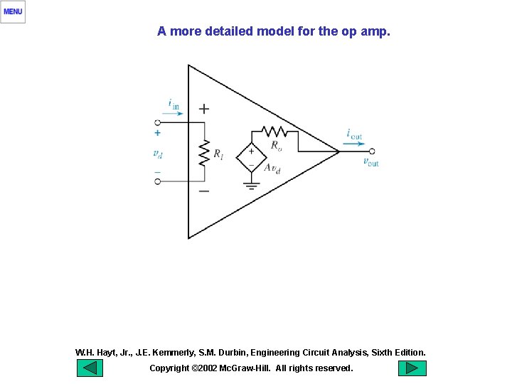 A more detailed model for the op amp. W. H. Hayt, Jr. , J.