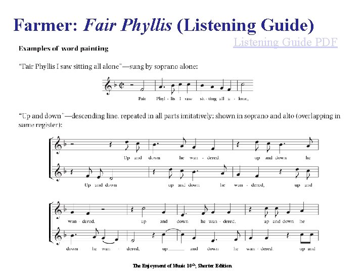 Farmer: Fair Phyllis (Listening Guide) Listening Guide PDF The Enjoyment of Music 10 th,