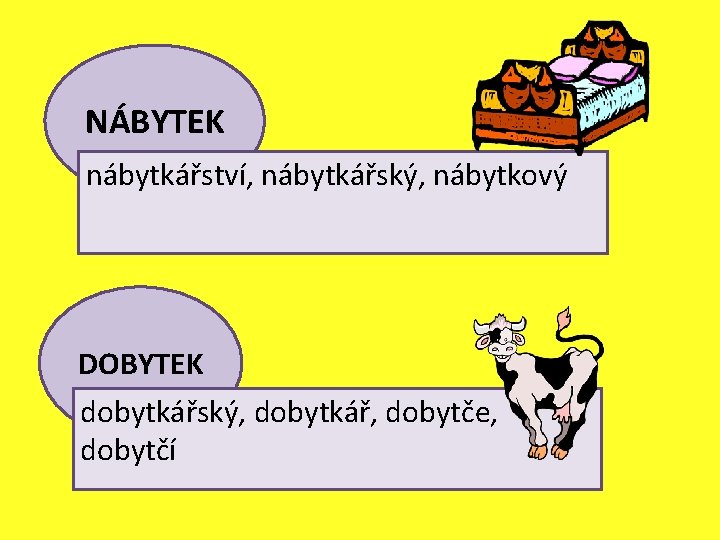 NÁBYTEK nábytkářství, nábytkářský, nábytkový DOBYTEK dobytkářský, dobytkář, dobytče, dobytčí 