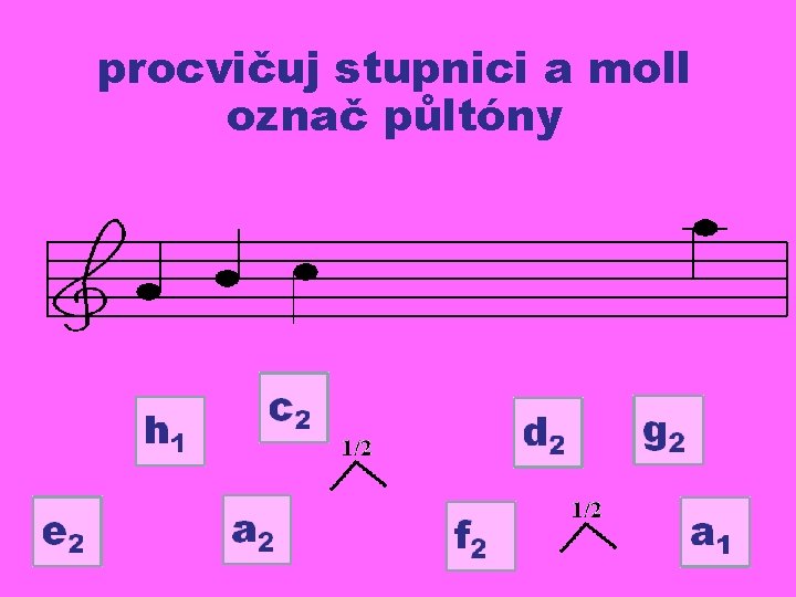 procvičuj stupnici a moll označ půltóny 