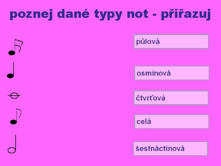 poznej dané typy not - přiřazuj 