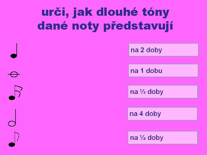 urči, jak dlouhé tóny dané noty představují 