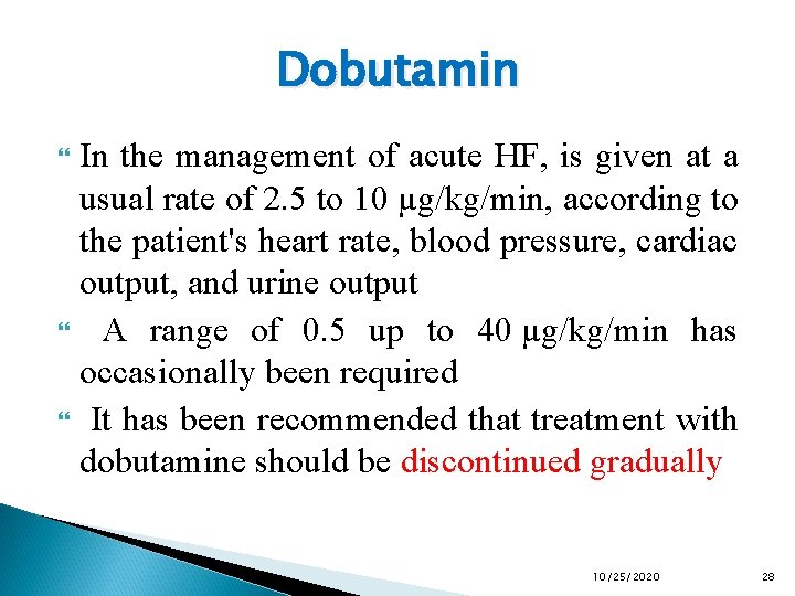 Dobutamin In the management of acute HF, is given at a usual rate of