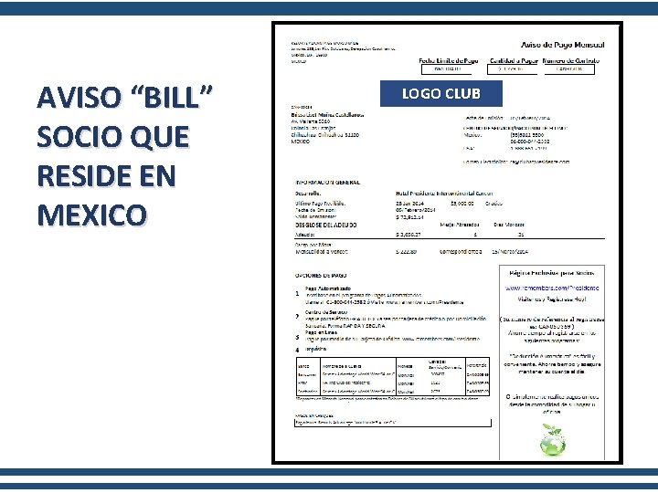 AVISO “BILL” SOCIO QUE RESIDE EN MEXICO LOGO CLUB 