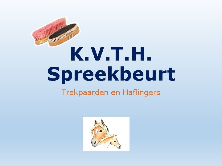 K. V. T. H. Spreekbeurt Trekpaarden en Haflingers 