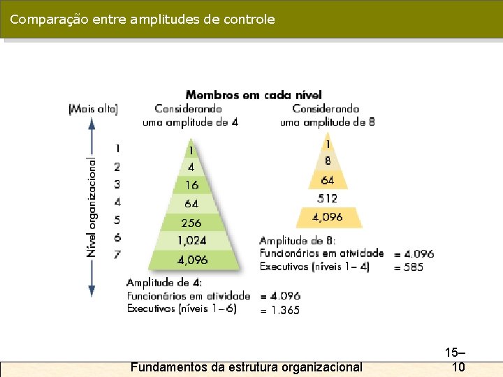 Comparação entre amplitudes de controle Fundamentos da estrutura organizacional 15– 10 