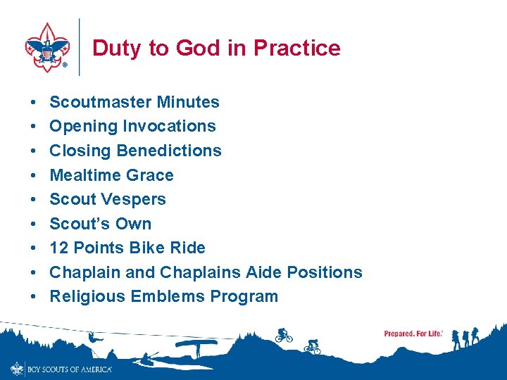 Duty to God in Practice • • • Scoutmaster Minutes Opening Invocations Closing Benedictions