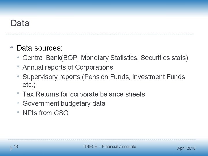 Data sources: 18 Central Bank(BOP, Monetary Statistics, Securities stats) Annual reports of Corporations Supervisory