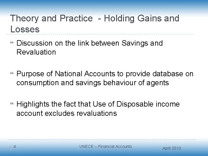 Theory and Practice - Holding Gains and Losses Discussion on the link between Savings