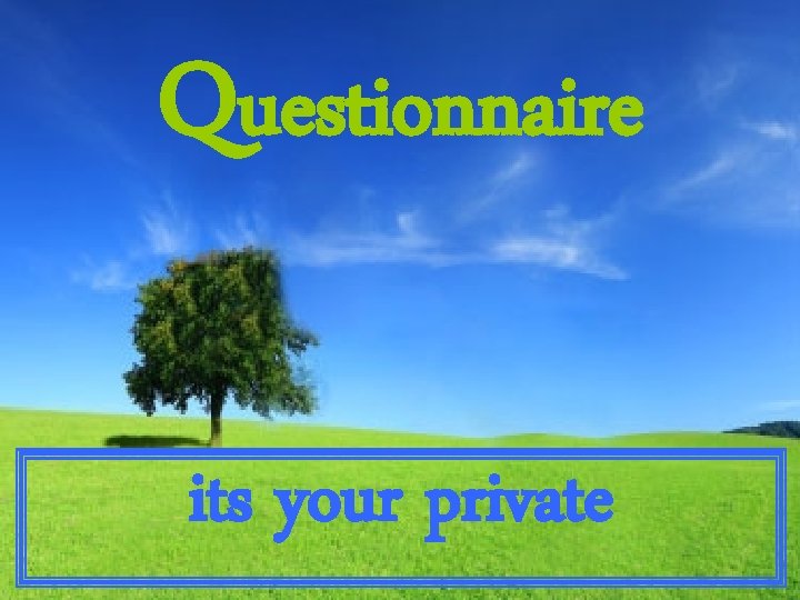 Questionnaire its your private 