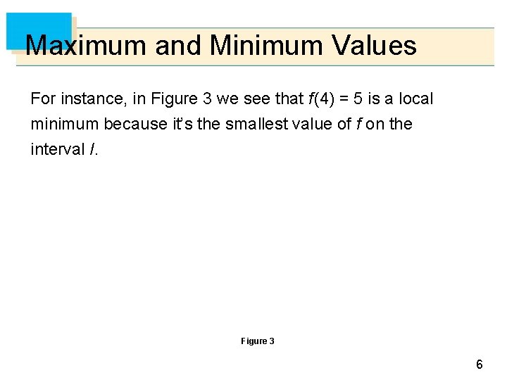 Maximum and Minimum Values For instance, in Figure 3 we see that f (4)